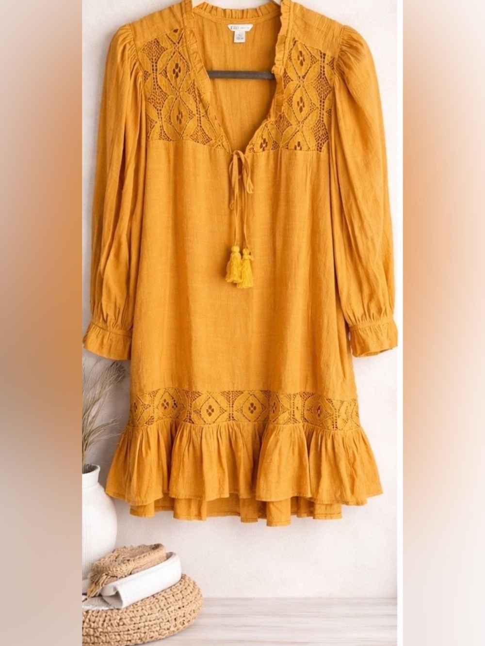 Mustard Yellow Boho Tunic Top